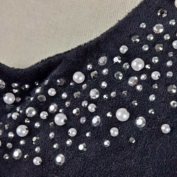 Liz & Me Sport Size 0X 16W Black Veloour Zip Jacket Bead/Pearl Embellishment EUC - Picture 5 of 11